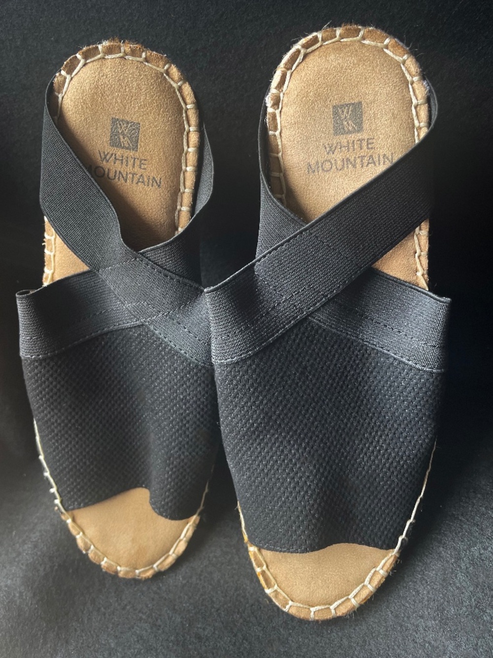 New Black Canvas,  Jute Wedge Summer Espadrilles, Size 7.5